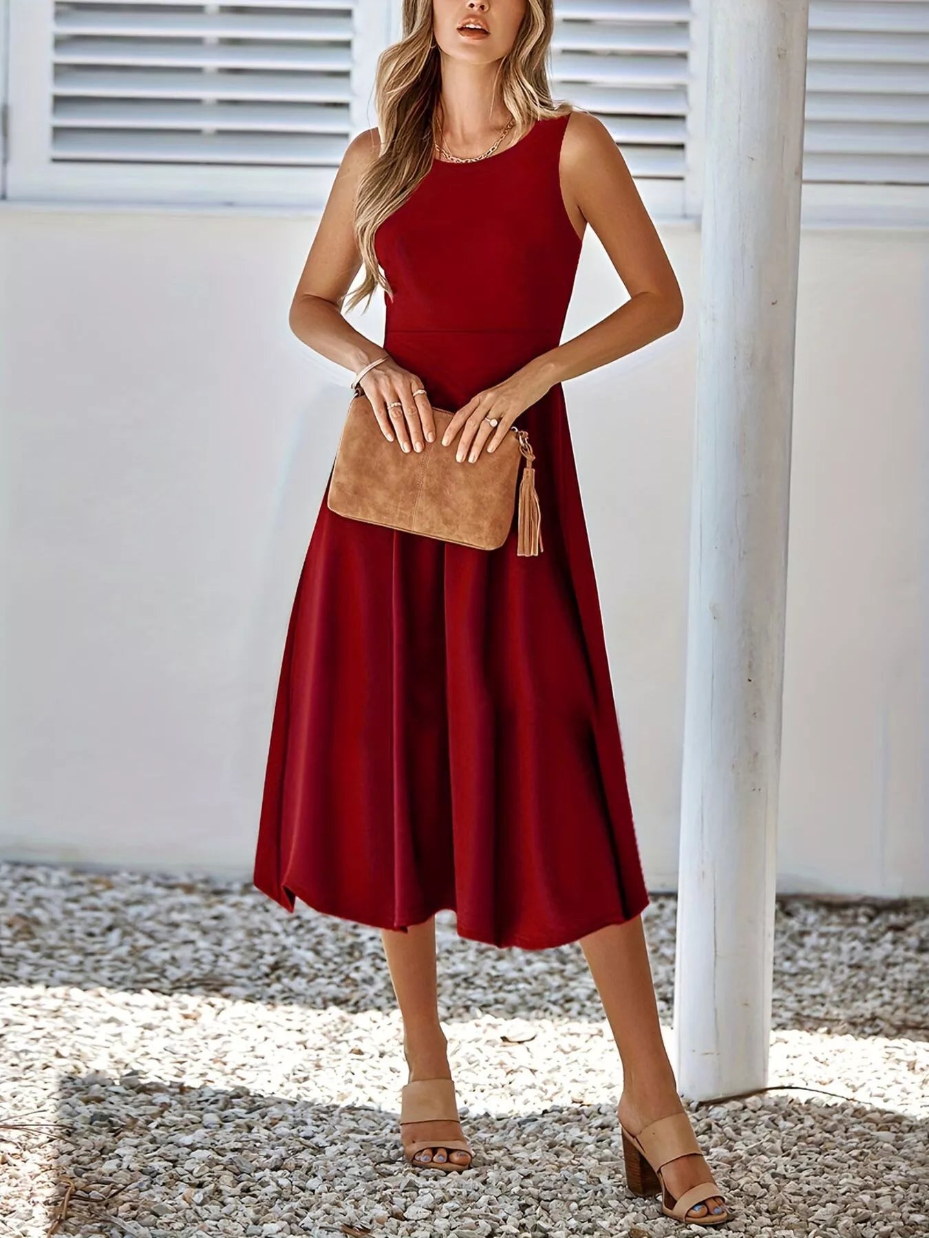 Verena | Long Sleeve Midi Dress In Timeless A-Line Silhouette