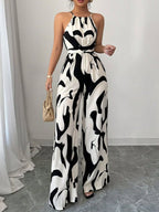 Cordelia | Halter Neck Belted Wide Leg Jumpsuit Black
