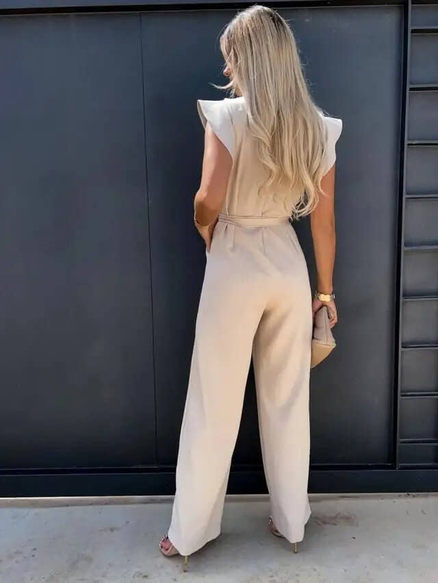 Ophelia | Belted Wide Leg Jumpsuit With Butterfly Sleeves