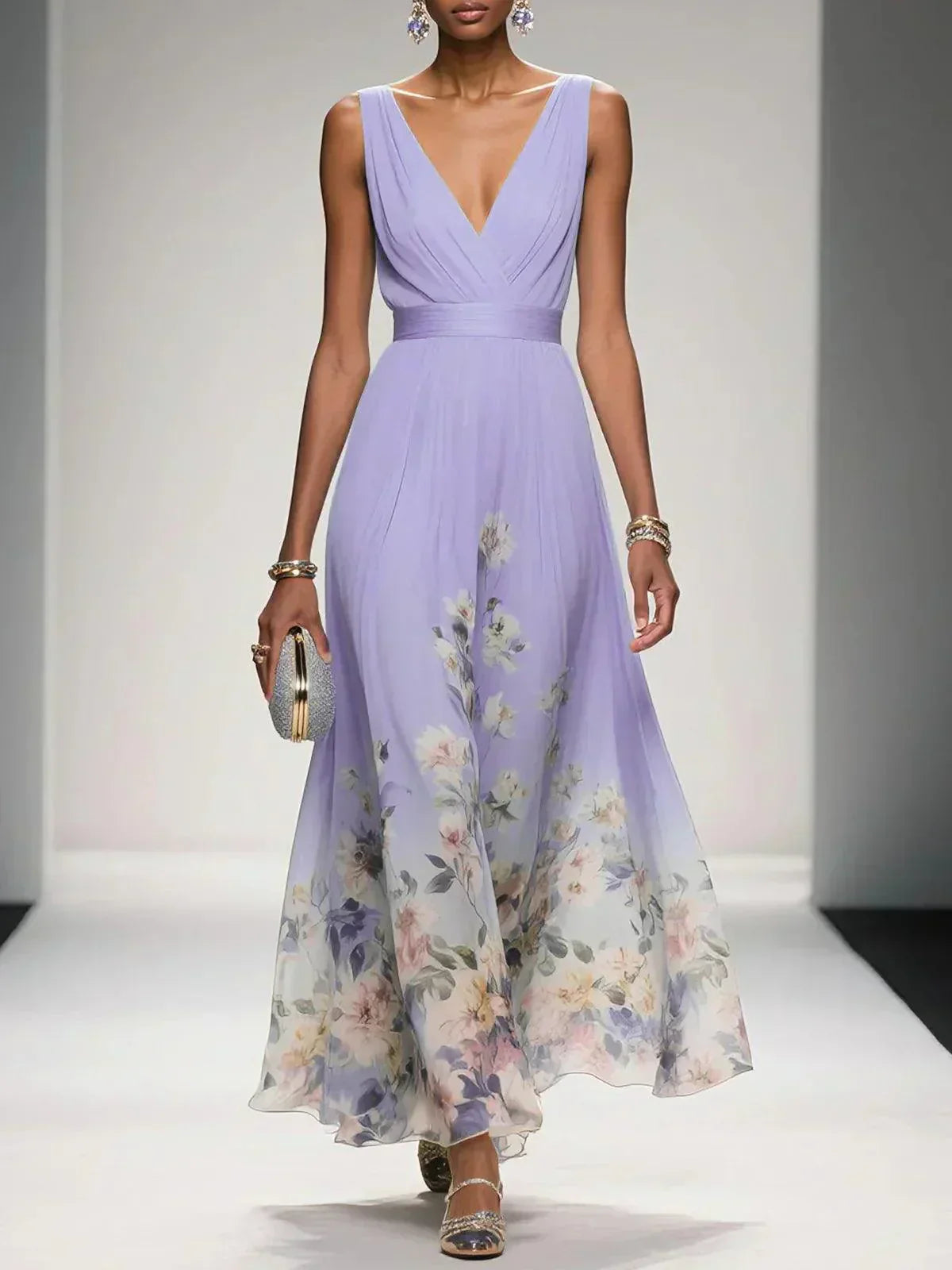 Celestine | Drop Waist Floral Maxi Wedding Guest Dress