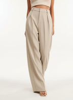 Dominique | High Waisted Wide Leg Tailored Trousers For Work