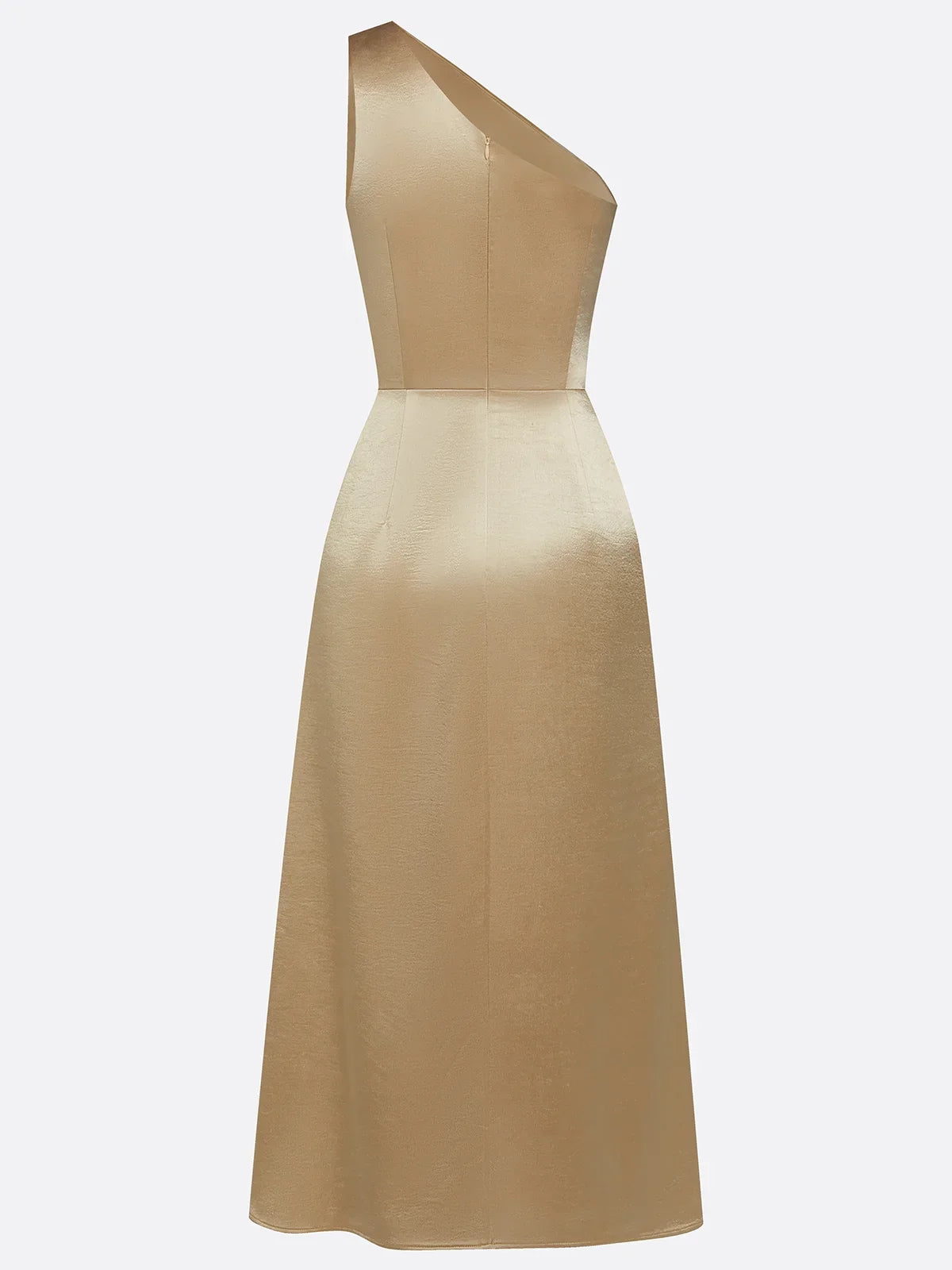 Eulalie | Satin One Shoulder Ruched Midi Wedding Guest Dress