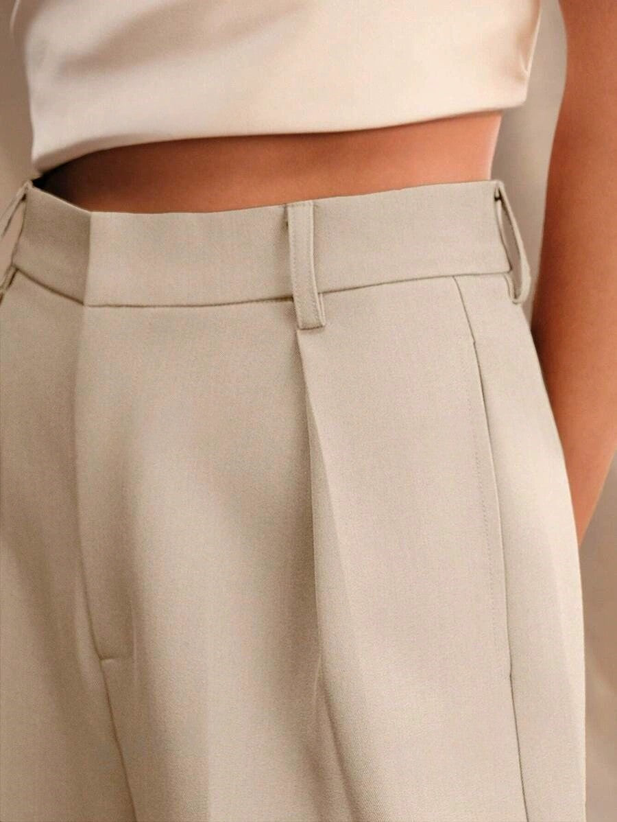 Dominique | High Waisted Wide Leg Tailored Trousers For Work