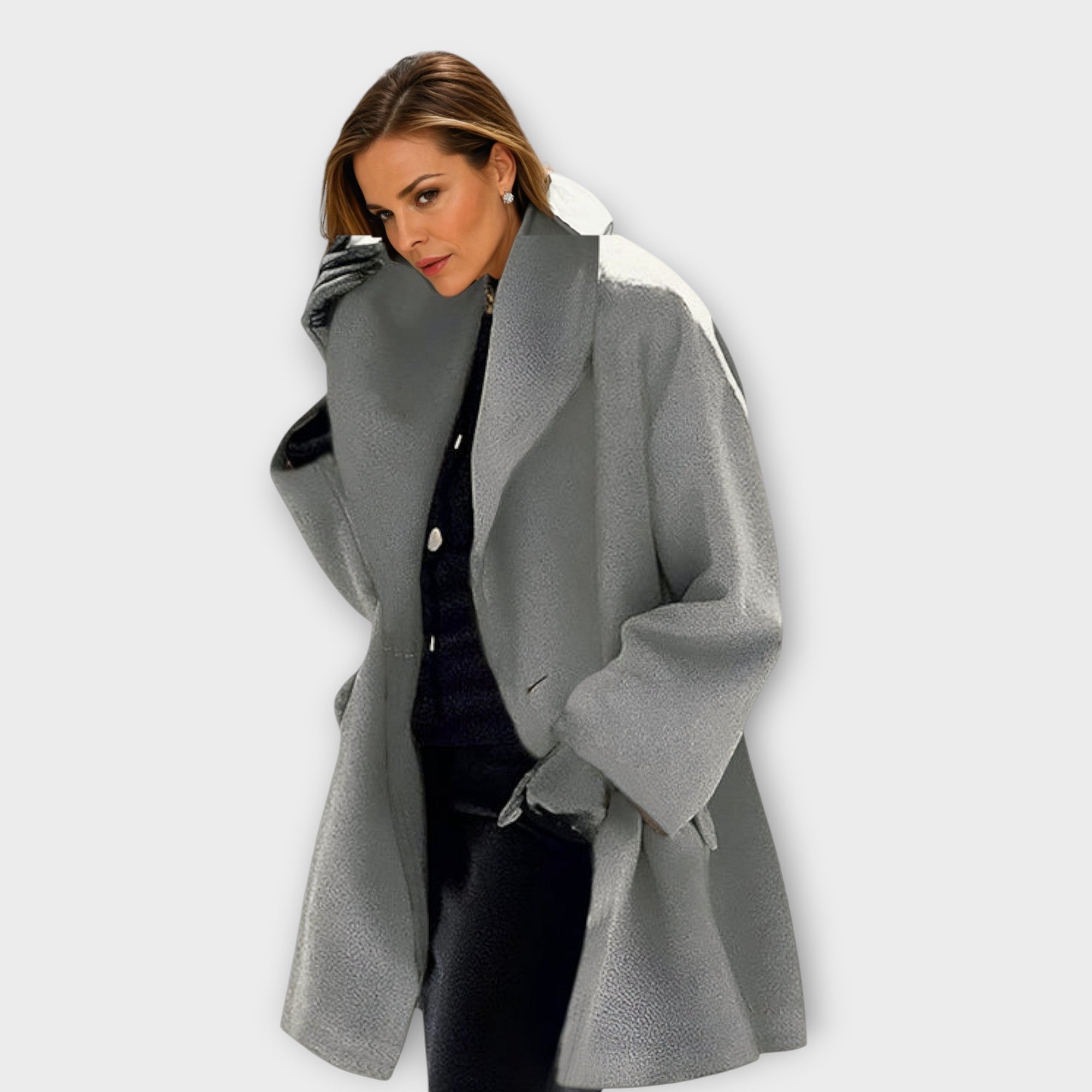 Oceane | Long Oversized Winter Coat Plus Size Jackets Women — Gray