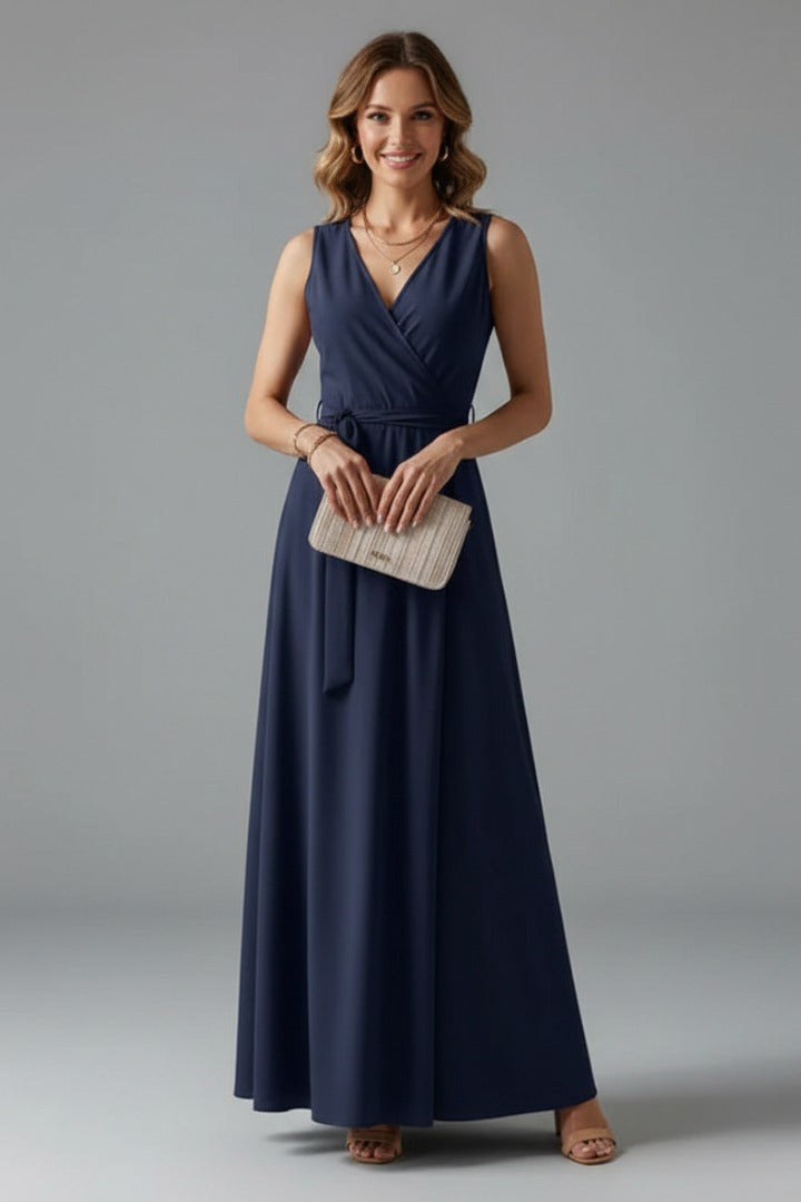 Cosima | Satin Wrap Winter Wedding Guest Maxi Dress