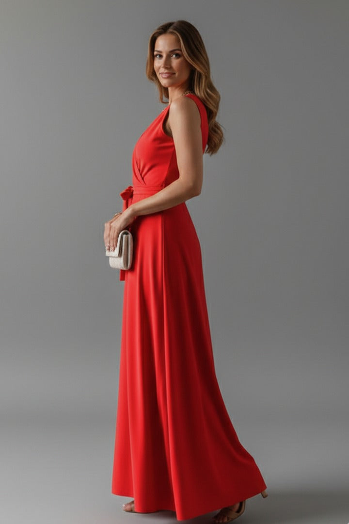 Cosima | Satin Wrap Winter Wedding Guest Maxi Dress