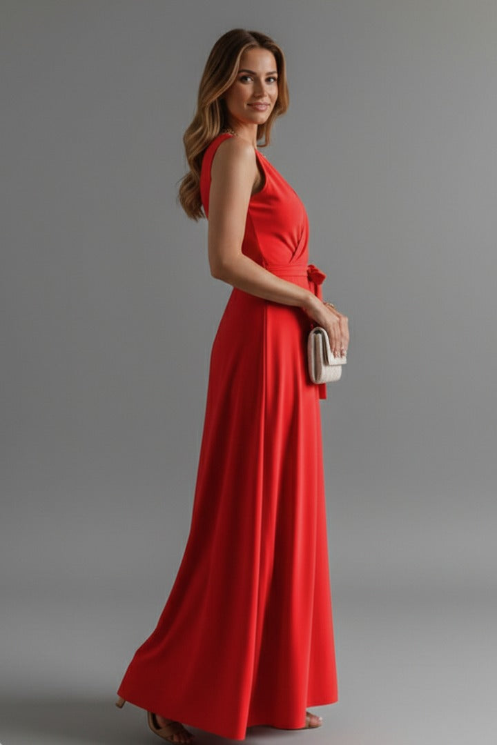 Cosima | Satin Wrap Winter Wedding Guest Maxi Dress