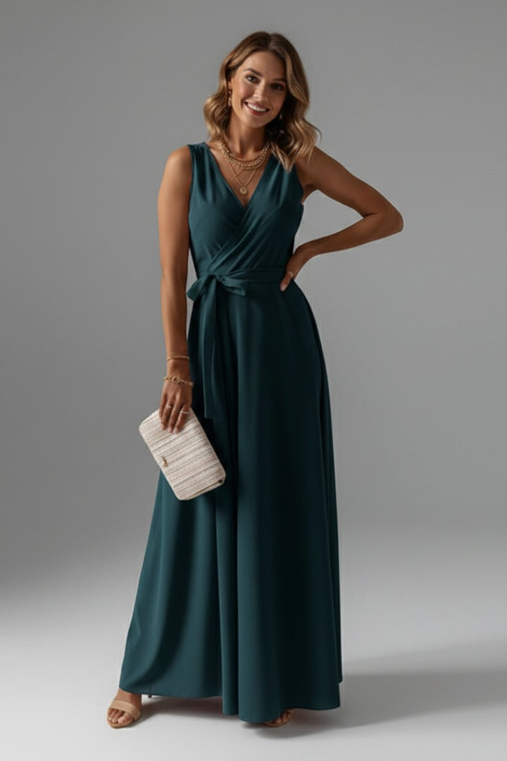 Cosima | Satin Wrap Winter Wedding Guest Maxi Dress