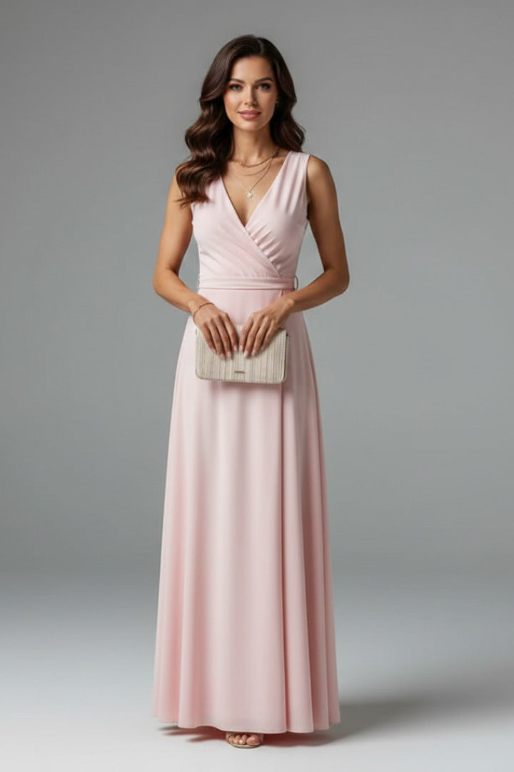 Cosima | Satin Wrap Winter Wedding Guest Maxi Dress