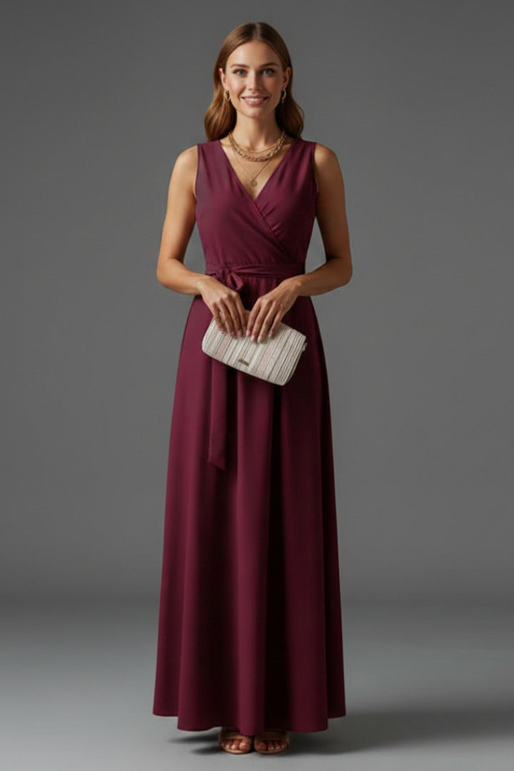 Cosima | Satin Wrap Winter Wedding Guest Maxi Dress