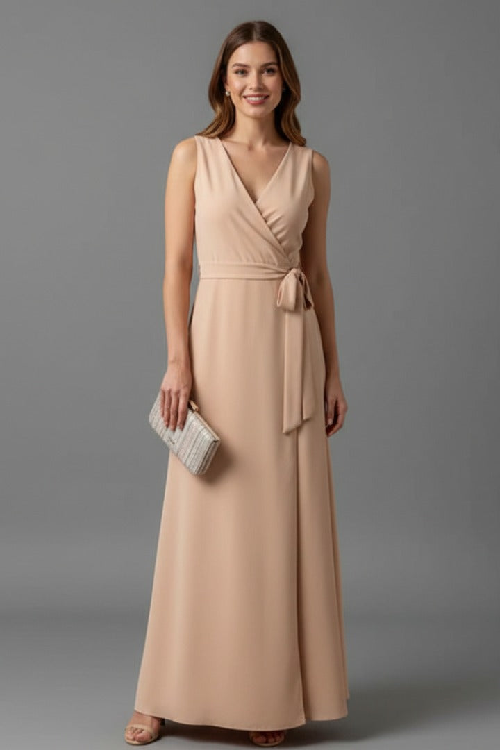 Cosima | Satin Wrap Winter Wedding Guest Maxi Dress