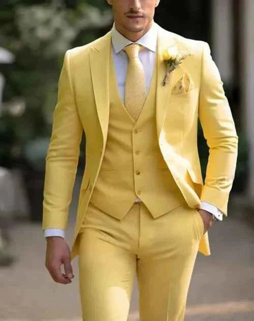Vincent | Men Three Piece Wedding Suit Jacket Waistcoat Trousers