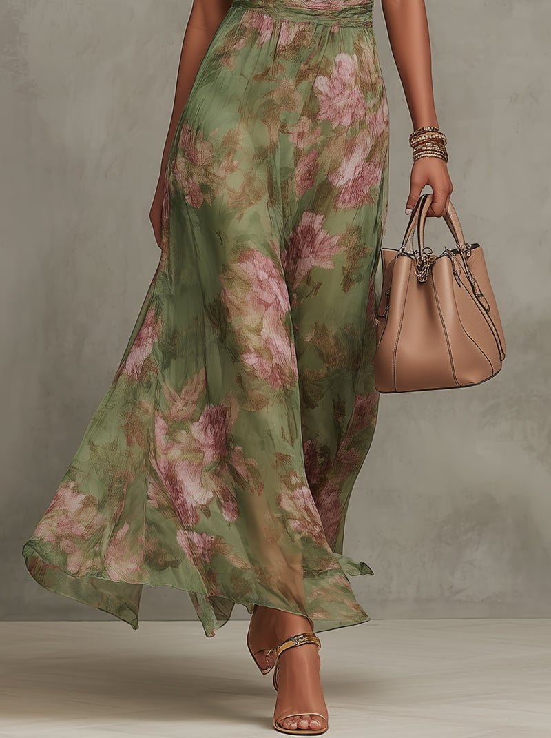 Anouk | Floral Wrapped Halter Maxi Dress Garden Party