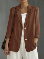 Nadia | Classic Linen Blazer With Pockets For Smart Casual Wear