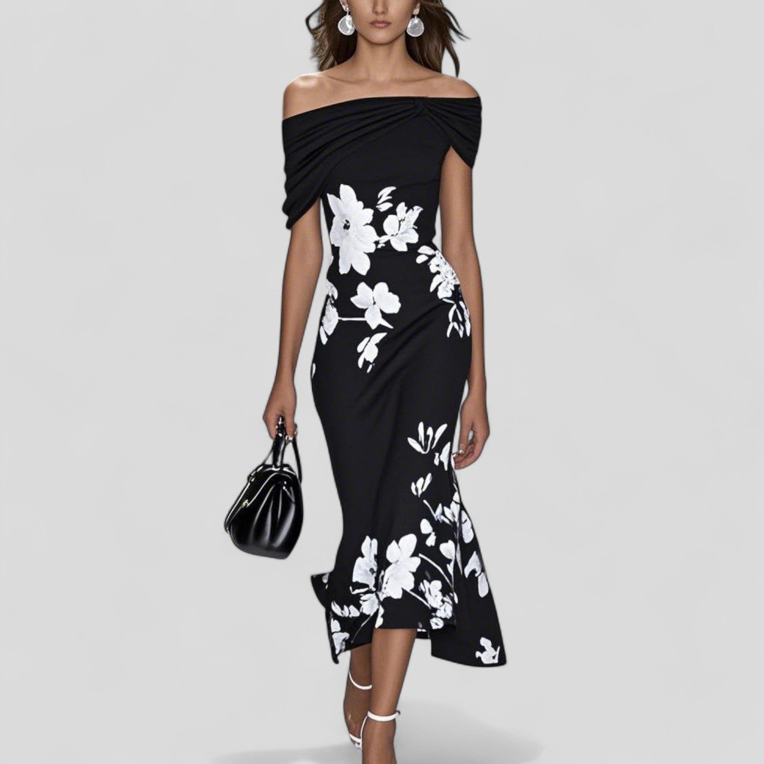 Beatrix | Floral Print Midi Dress In Relaxed Silhouette