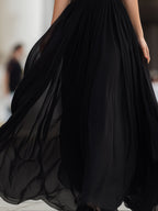 Evangeline | Halter Neck Pleated Chiffon Evening Maxi Dress