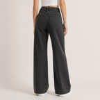 Coralie | Black Stretchy High Waist Wide Leg Pants
