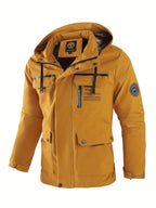 Benedict | Men Winter Puffer Jacket Coat Leather Hood — Gelb