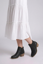 Henriette | Black Brown Leather Block Heel Ankle Boots
