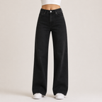 Coralie | Black Stretchy High Waist Wide Leg Pants