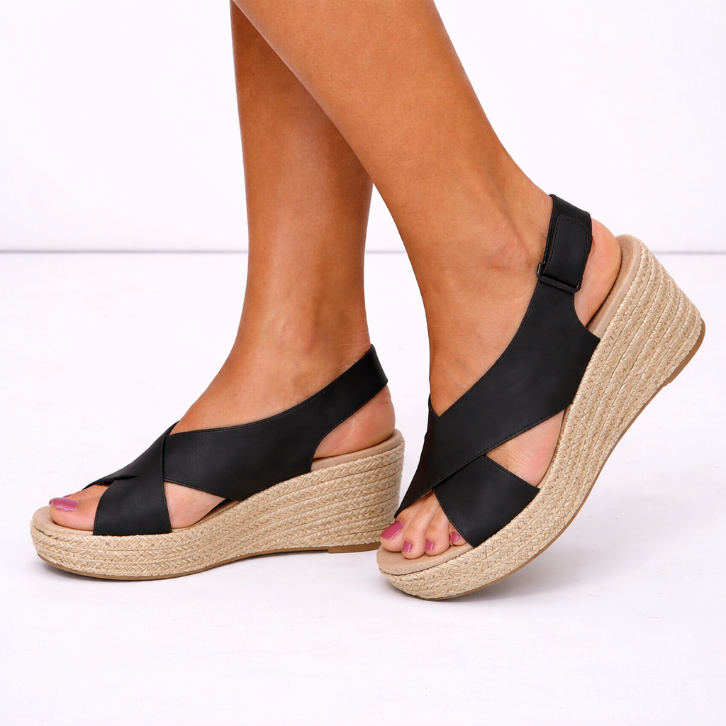 Ghislaine | Espadrille Wedge Sandals With Crossover Straps