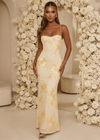 Valentina | Spaghetti Strap Bodycon Wedding Guest Maxi Dress