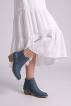 Henriette | Black Brown Leather Block Heel Ankle Boots