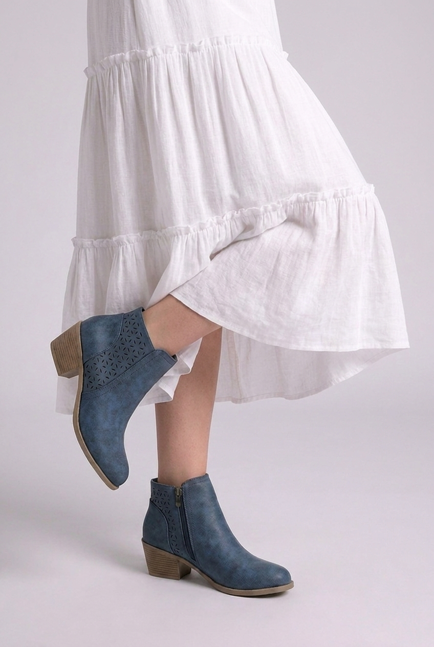 Henriette | Black Brown Leather Block Heel Ankle Boots