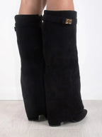 Delphine | Suede Boots With Metallic Details For Women