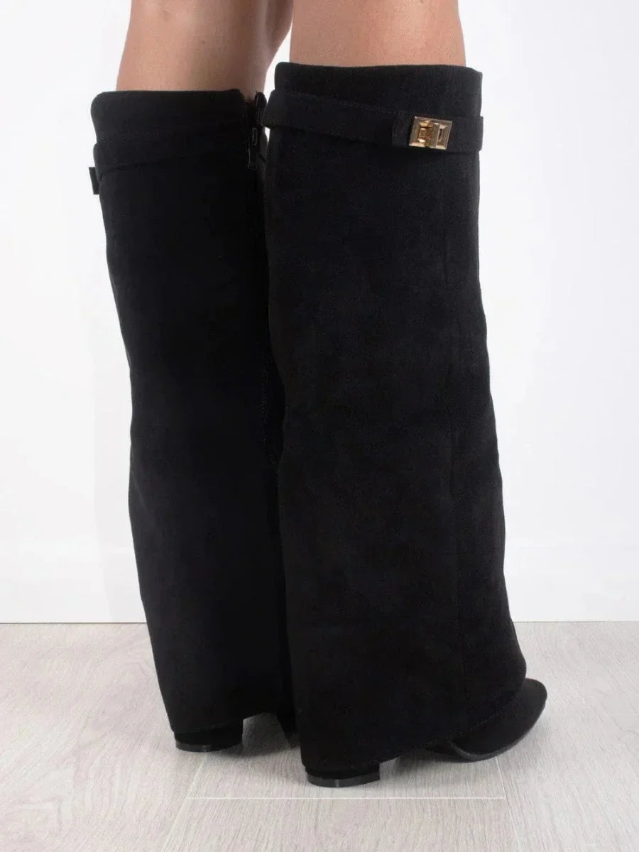 Delphine | Suede Boots With Metallic Details For Women