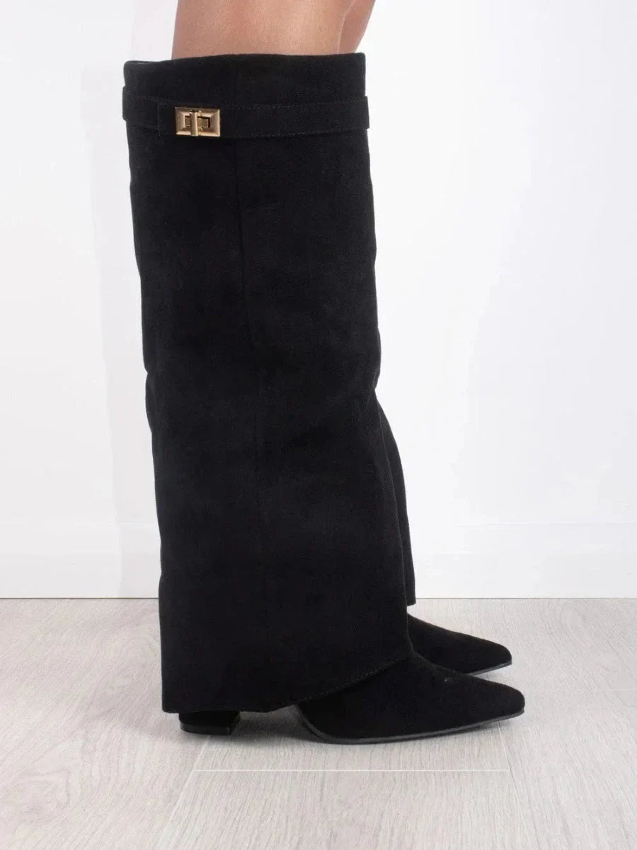 Delphine | Suede Boots With Metallic Details For Women