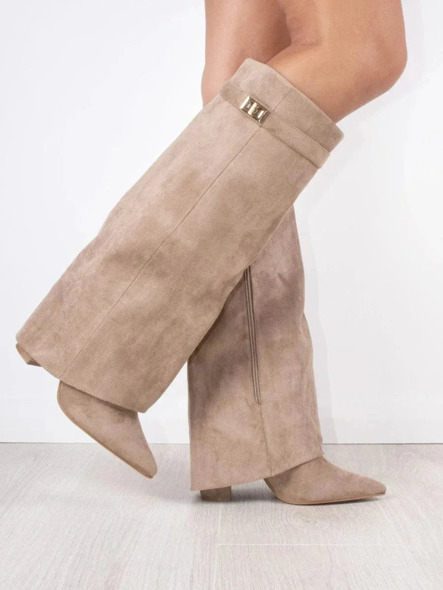Delphine | Suede Boots With Metallic Details For Women