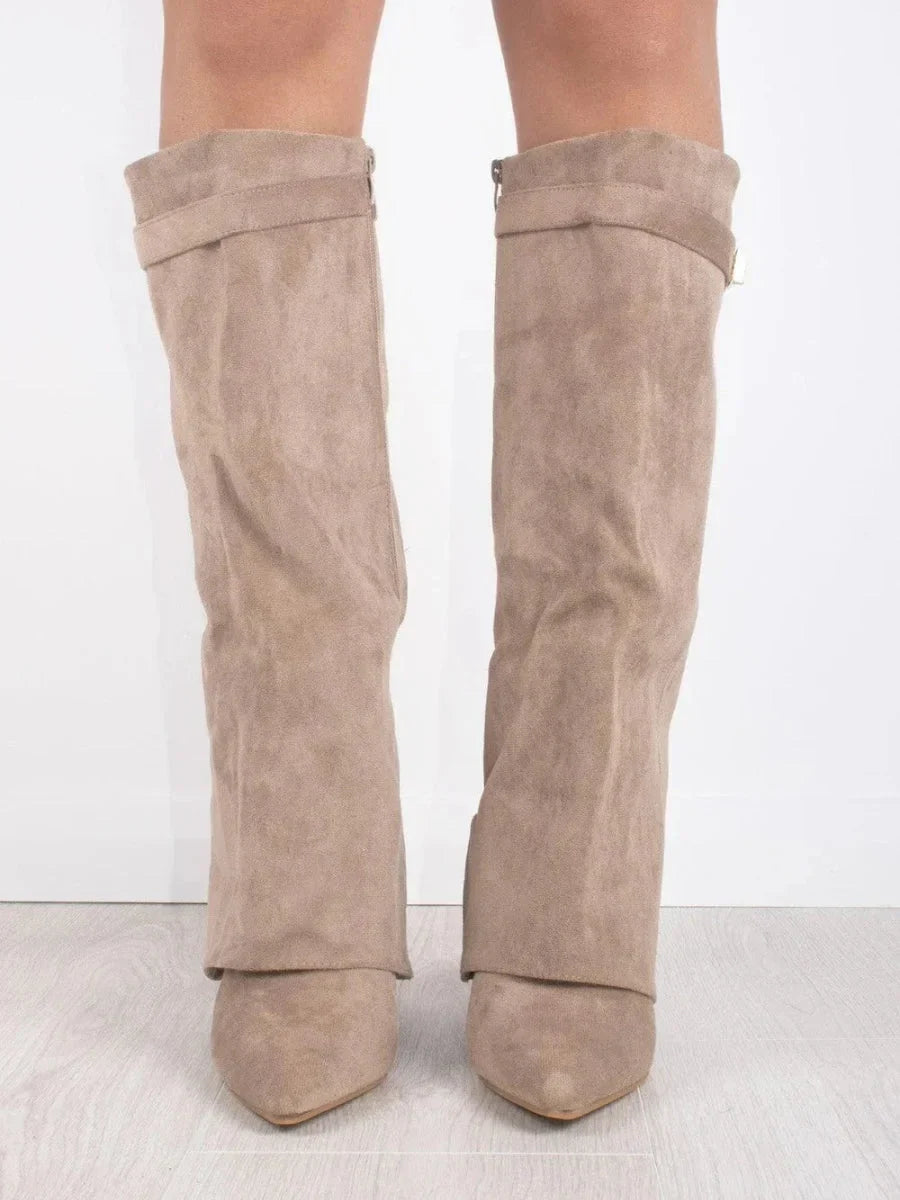 Delphine | Suede Boots With Metallic Details For Women