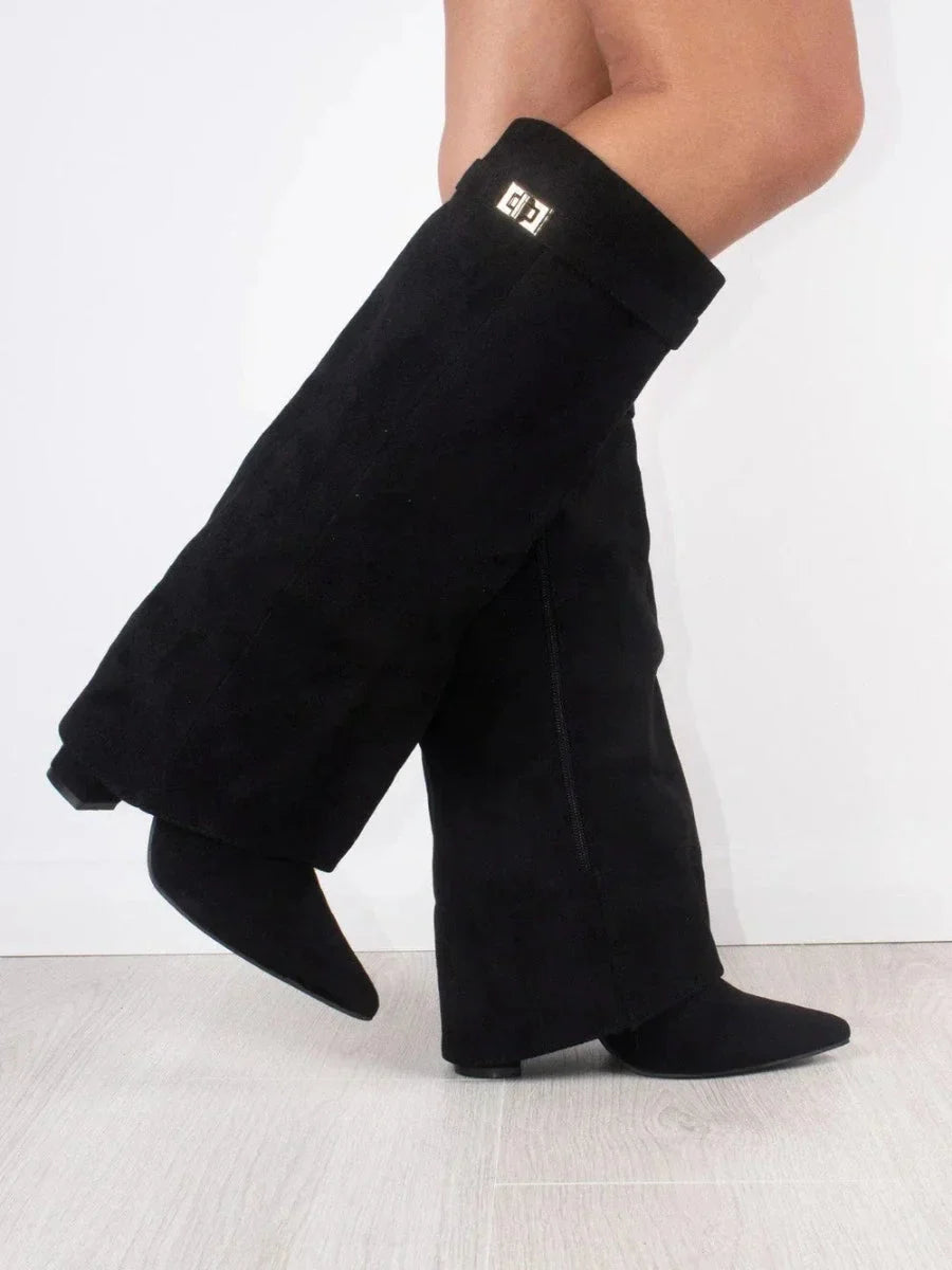 Delphine | Suede Boots With Metallic Details For Women