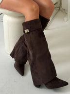 Delphine | Suede Boots With Metallic Details For Women