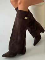 Delphine | Suede Boots With Metallic Details For Women