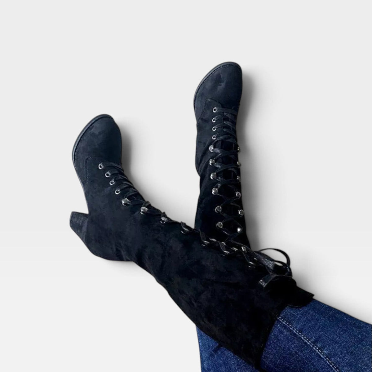 Oriane | Black Brown Lace Up Block Heel Leather Ankle Boots