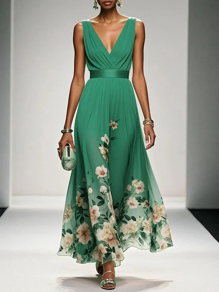 Celestine | Drop Waist Floral Maxi Wedding Guest Dress