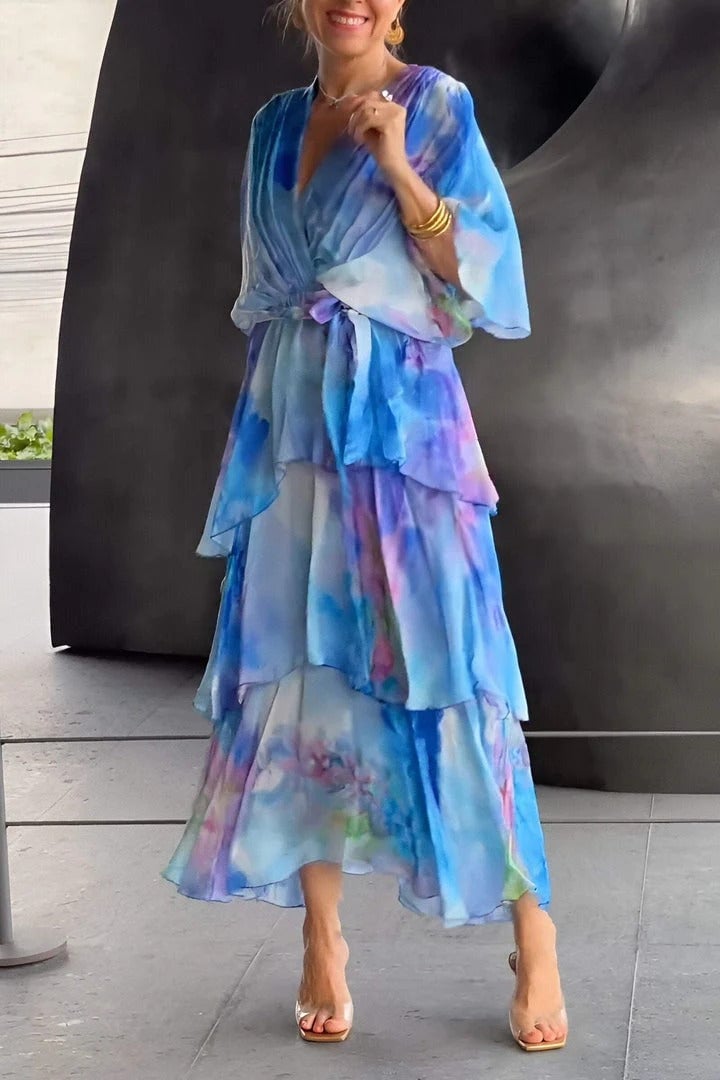 Helena | Layered Draped Bohemian Garden Party Maxi Dress