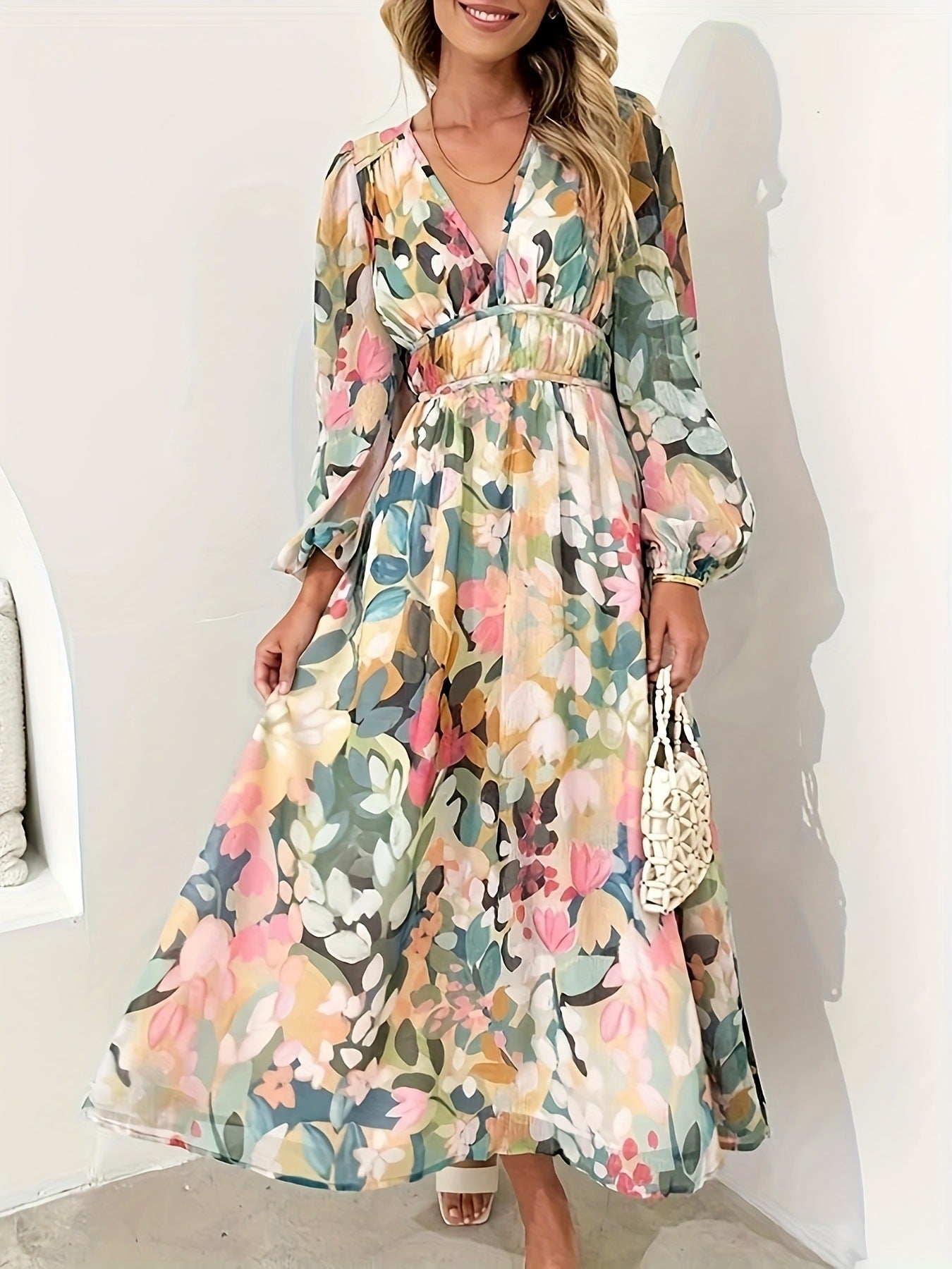 Pascale | Floral Bridesmaid Dresses Long Sleeve Midi