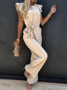 Ophelia | Belted Wide Leg Jumpsuit With Butterfly Sleeves