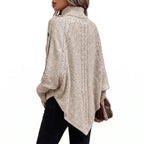 Cosima | Oversized Cable Knit Chunky Turtleneck Long Cardigan Sweater