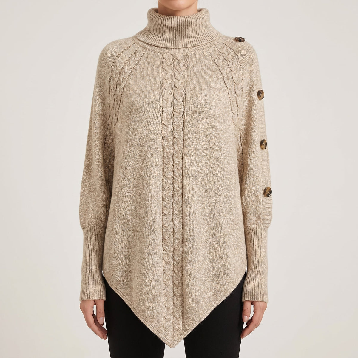 Cosima | Oversized Cable Knit Chunky Turtleneck Long Cardigan Sweater