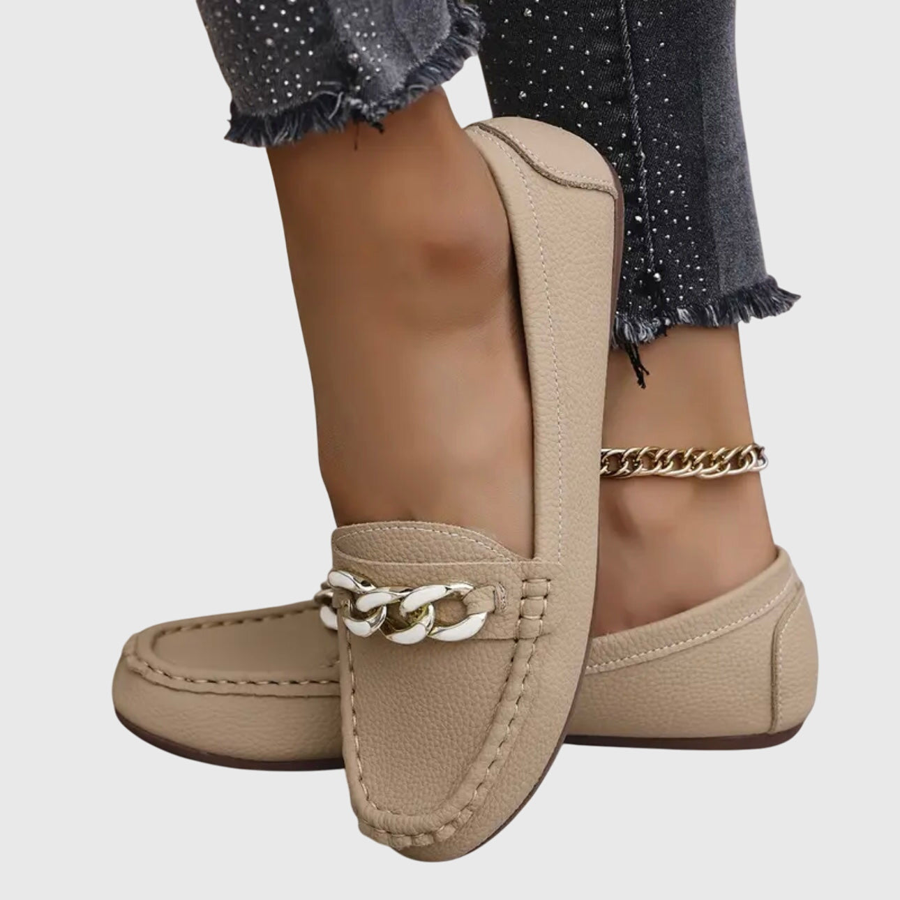 Beatrix | Women Heeled Loafers With Chain Detail Slip-On
