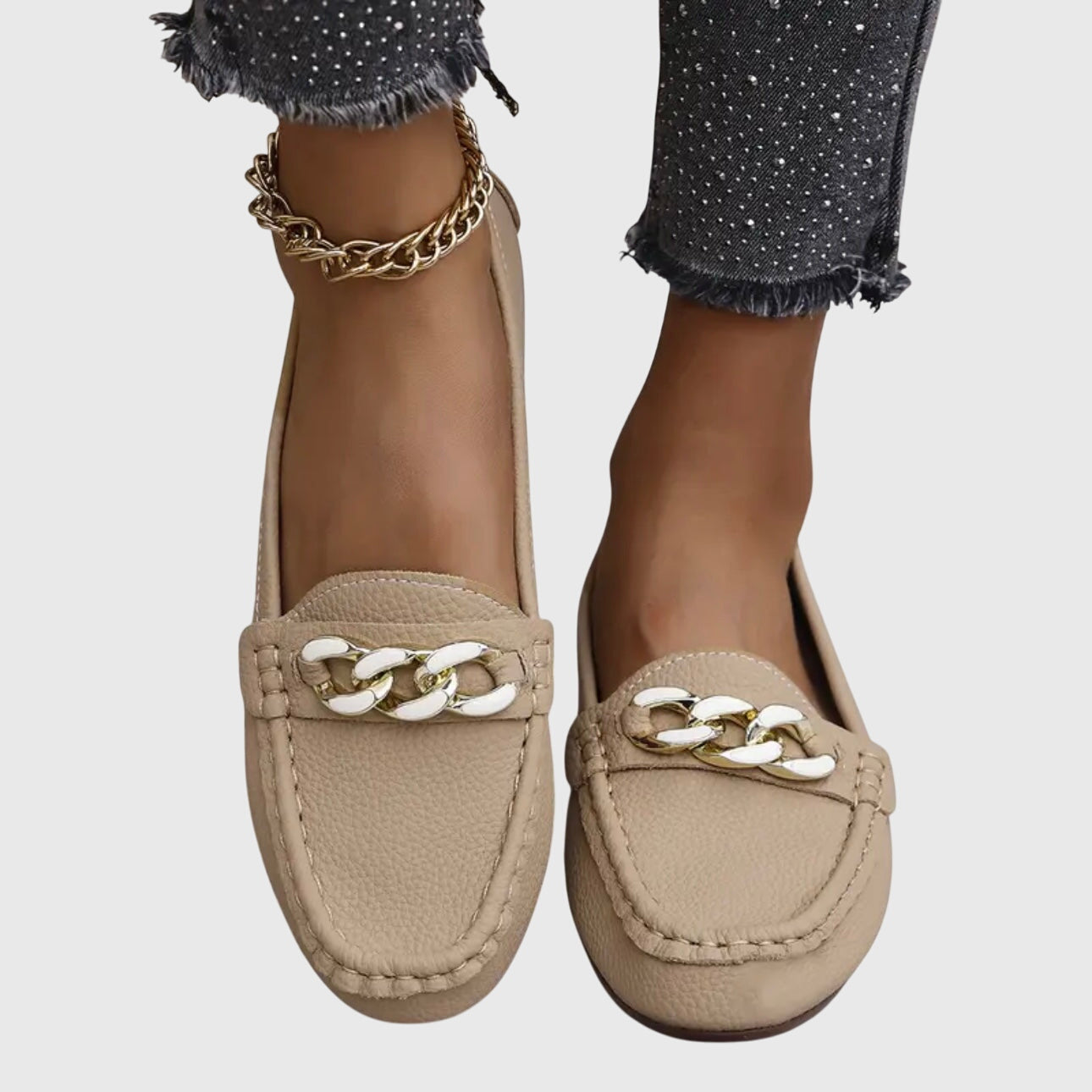 Beatrix | Women Heeled Loafers With Chain Detail Slip-On