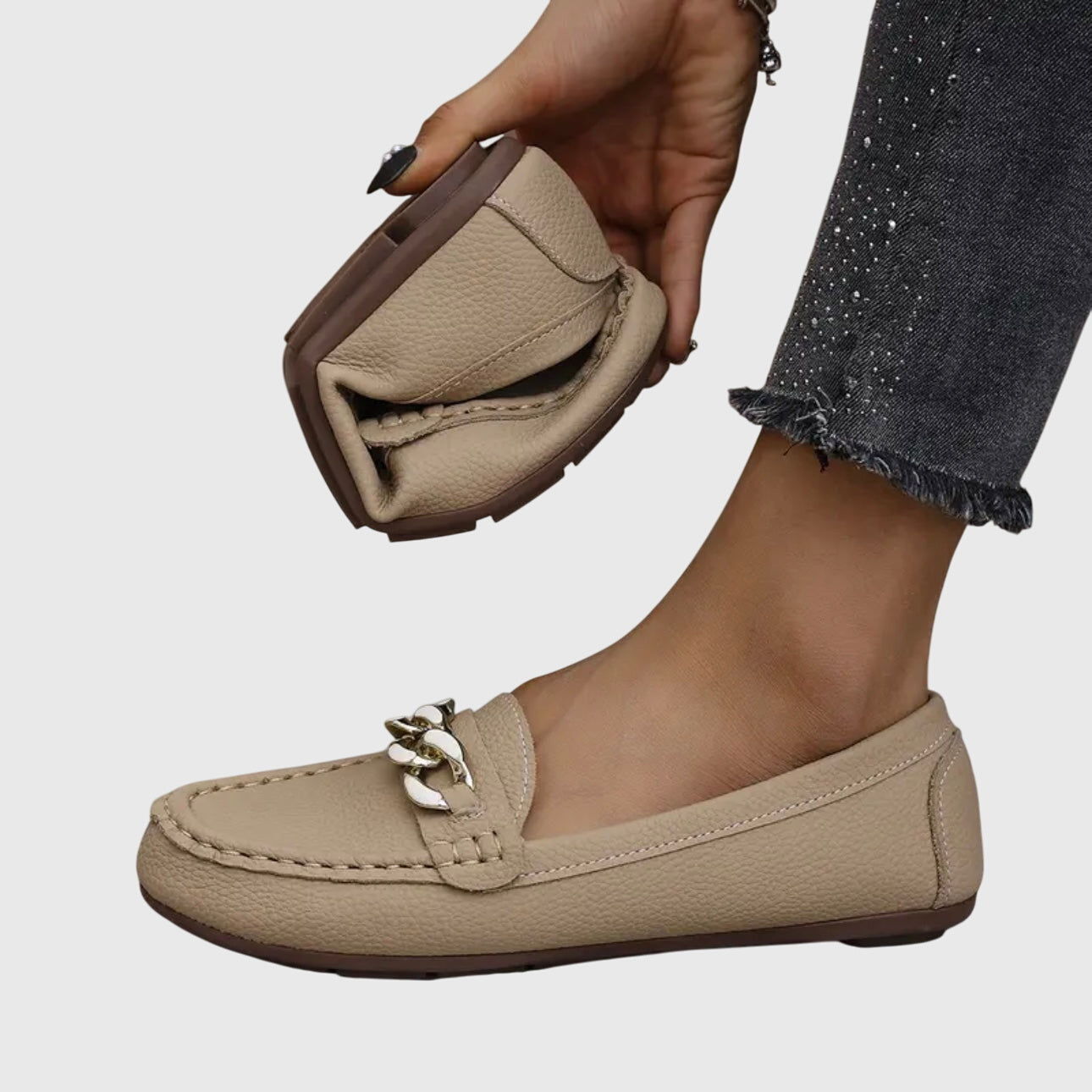 Beatrix | Women Heeled Loafers With Chain Detail Slip-On