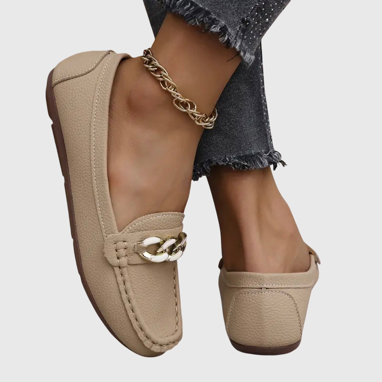 Beatrix | Women Heeled Loafers With Chain Detail Slip-On