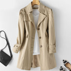 Ophelia | Classic Single Breasted Fur Trim White Brown Trench Coat — Khaki
