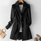 Ophelia | Classic Single Breasted Fur Trim White Brown Trench Coat — Black