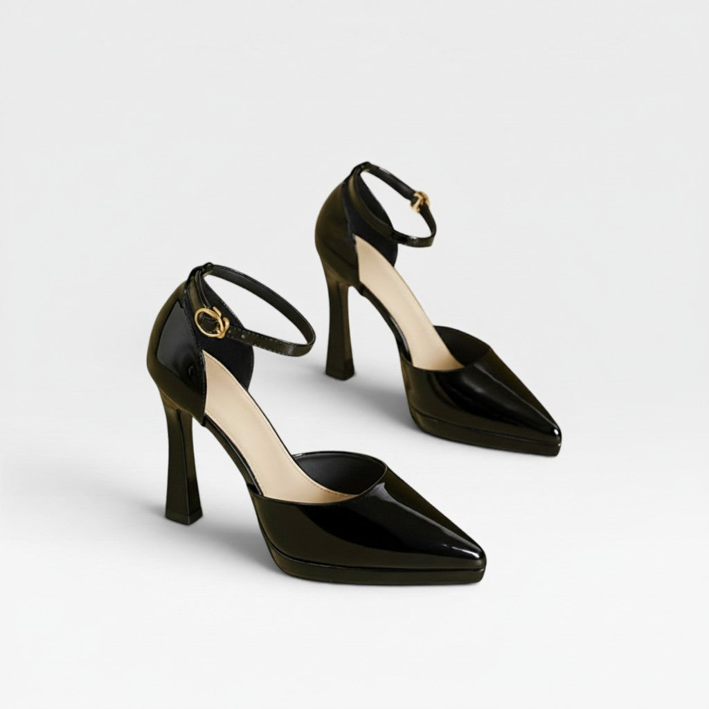 Quintessa | Patent Leather Pointed Toe Ankle Strap Pumps